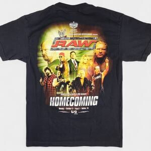 Vintage WWE T-Shirt Mens Med Black Monday Night Raw Homecoming 2005 Hulk Hogan